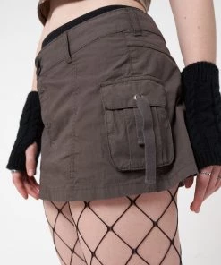 Minga London Ellie Brown Cargo Mini Skirt