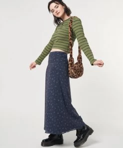 Minga London Emerald Striped Rib Half Button Top Clothing