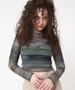 Minga London Evergreen Mesh Crop Top