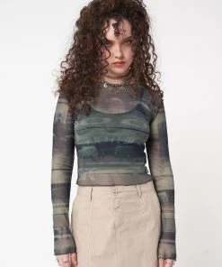 Minga London Evergreen Mesh Crop Top