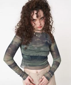 Minga London Evergreen Mesh Crop Top