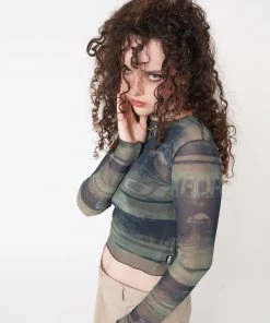 Minga London Evergreen Mesh Crop Top