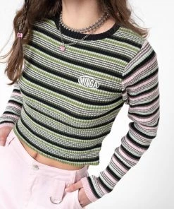 Minga London Fantasy Stripes Knit Ribbed Top