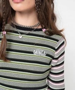 Minga London Fantasy Stripes Knit Ribbed Top