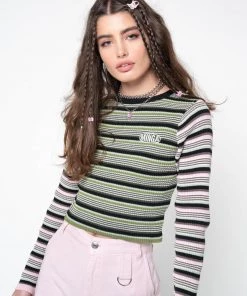 Minga London Fantasy Stripes Knit Ribbed Top