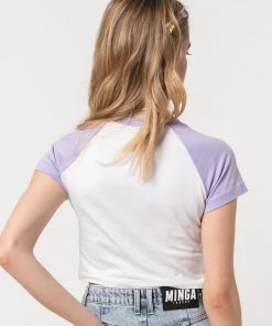 Minga London Tops & Tees Flaming Heart Raglan Crop Tee