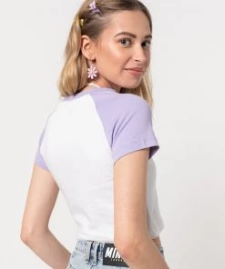 Minga London Tops & Tees Flaming Heart Raglan Crop Tee