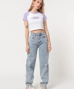 Minga London Tops & Tees Flaming Heart Raglan Crop Tee