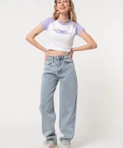 Minga London Tops & Tees Flaming Heart Raglan Crop Tee