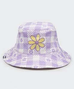 Minga London Clothing Floral Gingham Lilac Bucket Hat