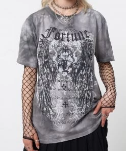 Minga London Fortune Wings Grey Tie Dye T-Shirt