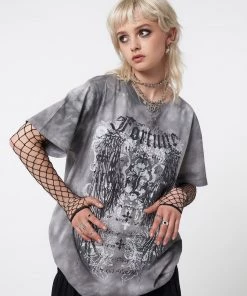 Minga London Fortune Wings Grey Tie Dye T-Shirt