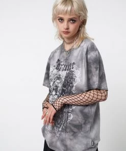 Minga London Fortune Wings Grey Tie Dye T-Shirt
