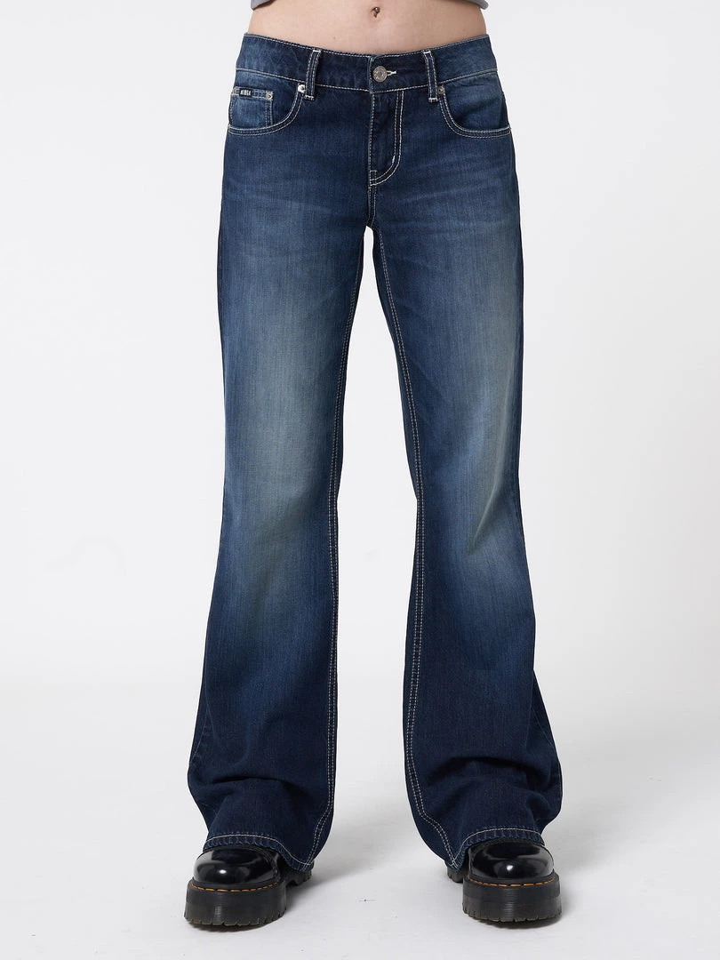 Minga London Mia Embellished Cross Pocket Y2k Jeans