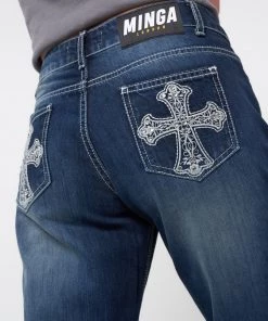 Minga London Mia Embellished Cross Pocket Y2k Jeans