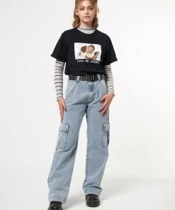 Minga London Clothing Acid Blue Cargo Jeans