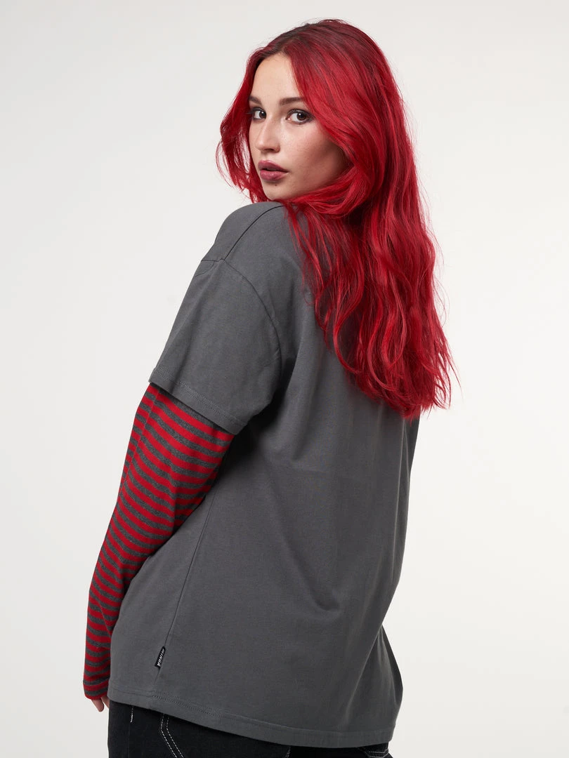 Minga London Anime Striped Oversized Long Sleeve T-shirt