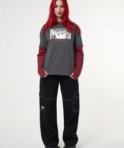 Minga London Anime Striped Oversized Long Sleeve T-shirt