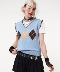 Minga London Argyle Knitted Sweater Vest