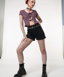 Minga London Astral Black Embroidered Denim Mom Shorts Most Wanted