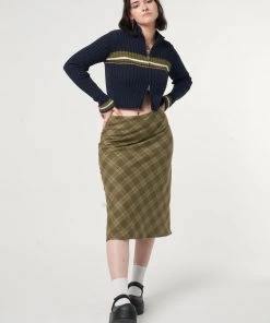 Minga London Clothing Bella Double Zip Striped Rib Cardigan