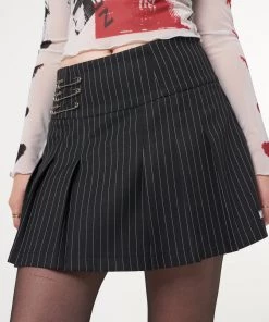 Minga London Clothing Pinstripe Pleated Mini Skirt