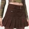 Minga London Brown Corduroy Pleated Mini Skirt