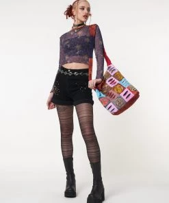 Minga London Most Wanted Cosmos Purple Mesh Crop Top