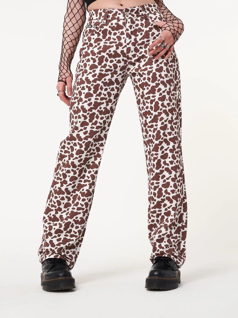 Minga London Cow Print Parallel Jeans Clothing