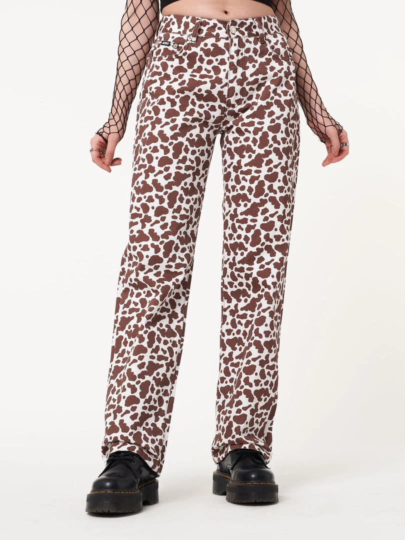 Minga London Cow Print Parallel Jeans Clothing