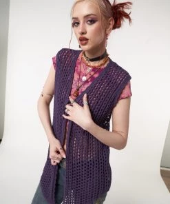 Minga London Elfie Tie Front Knit Sleveless Cardigan Clothing