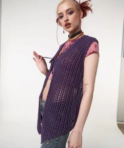 Minga London Elfie Tie Front Knit Sleveless Cardigan Clothing