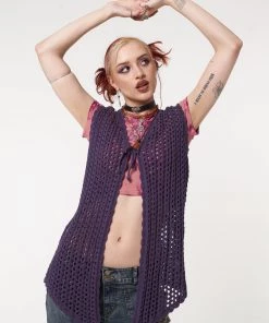 Minga London Elfie Tie Front Knit Sleveless Cardigan Clothing