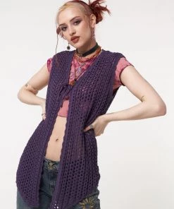 Minga London Elfie Tie Front Knit Sleveless Cardigan Clothing