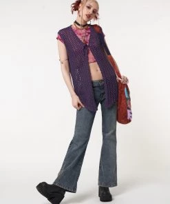 Minga London Elfie Tie Front Knit Sleveless Cardigan Clothing