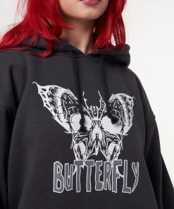 Minga London Clothing Evil Butterfly Black Hoodie