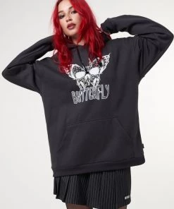 Minga London Clothing Evil Butterfly Black Hoodie