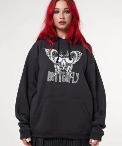 Minga London Clothing Evil Butterfly Black Hoodie