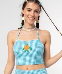 Minga London Flora Gingham Crop Top