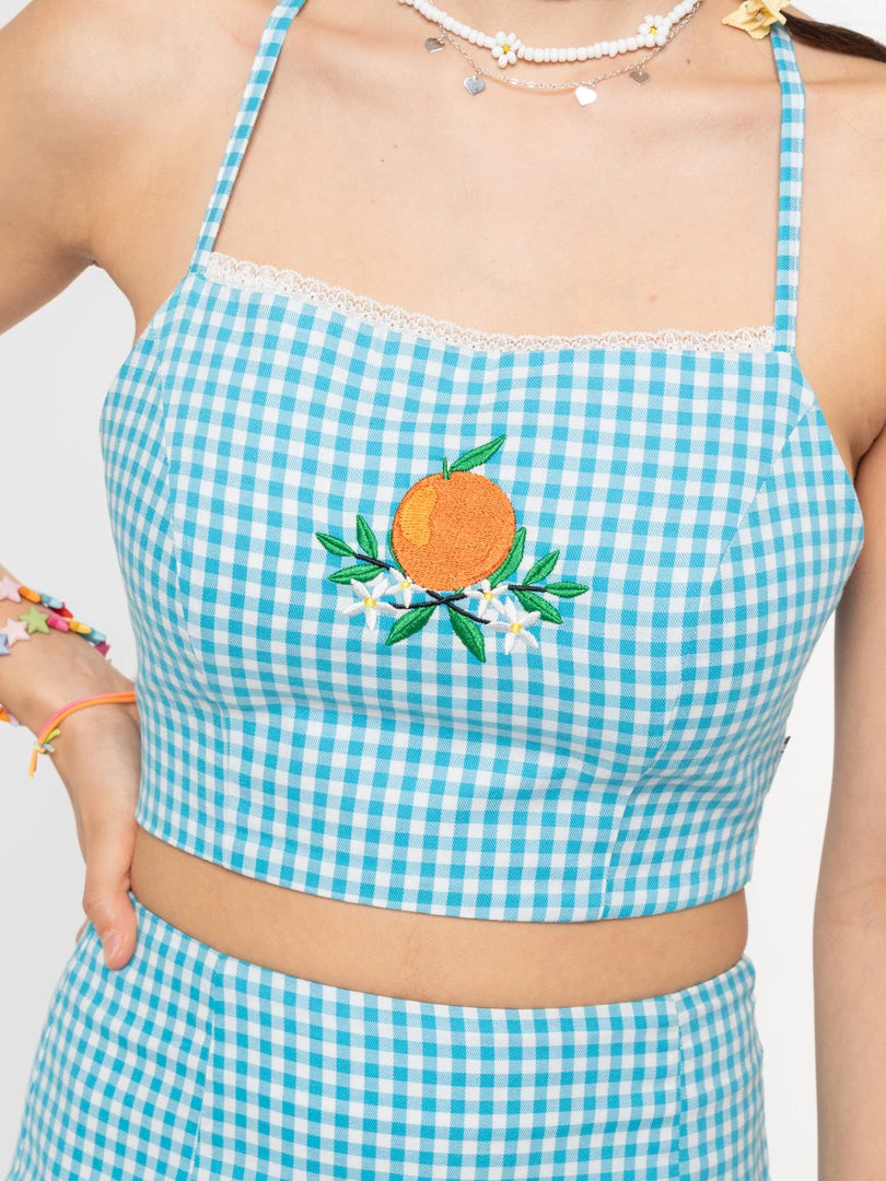 Minga London Flora Gingham Crop Top