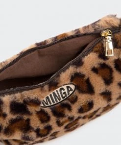 Minga London Clothing Fluffy Leopard Print Crossbody Bag