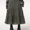 Minga London Foggy Green Ruffle Lace Maxi Skirt