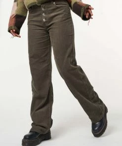 Minga London Forest Green Corduroy Straight Leg Pants Clothing