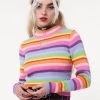 Minga London Clothing Heart Cut-Out Striped Ribbed Top