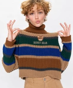 Minga London Honey Bear Knitted Striped Jumper Clothing
