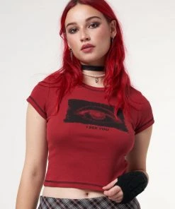 Minga London I See You Eye Graphic Crop Tee