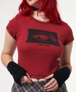 Minga London I See You Eye Graphic Crop Tee