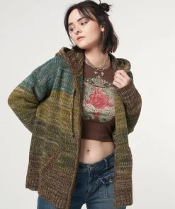 Minga London Iris Zip Up Hood Knit Cardigan