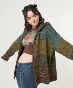 Minga London Iris Zip Up Hood Knit Cardigan