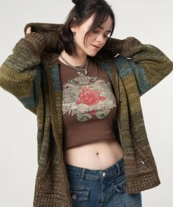 Minga London Iris Zip Up Hood Knit Cardigan